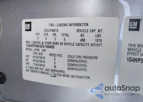 2002 Buick Lesabre Custom из США, поврежденный, VIN 1G4HP54K324198460